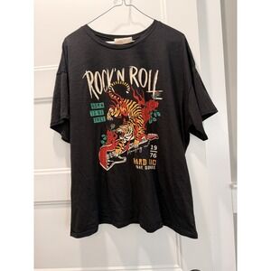 American Rebel Rock N Roll Graphic T-Shirt Born To Be Free Tiger XL